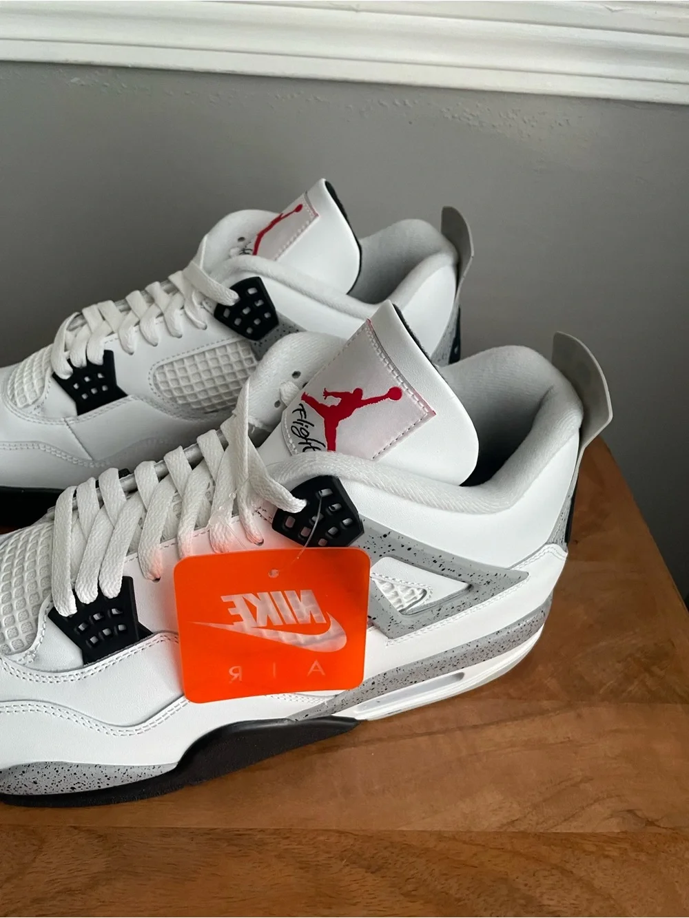 Nike Air Jordan 4 Retro White Cement Summit White Fire Red Men’s Size 13 FV5029-